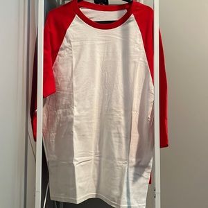 White and red baseball tee